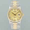 MINT Rolex DateJust 16233 Two Tone Yellow Gold Jubilee Diamond Anniversary Dial Watch
