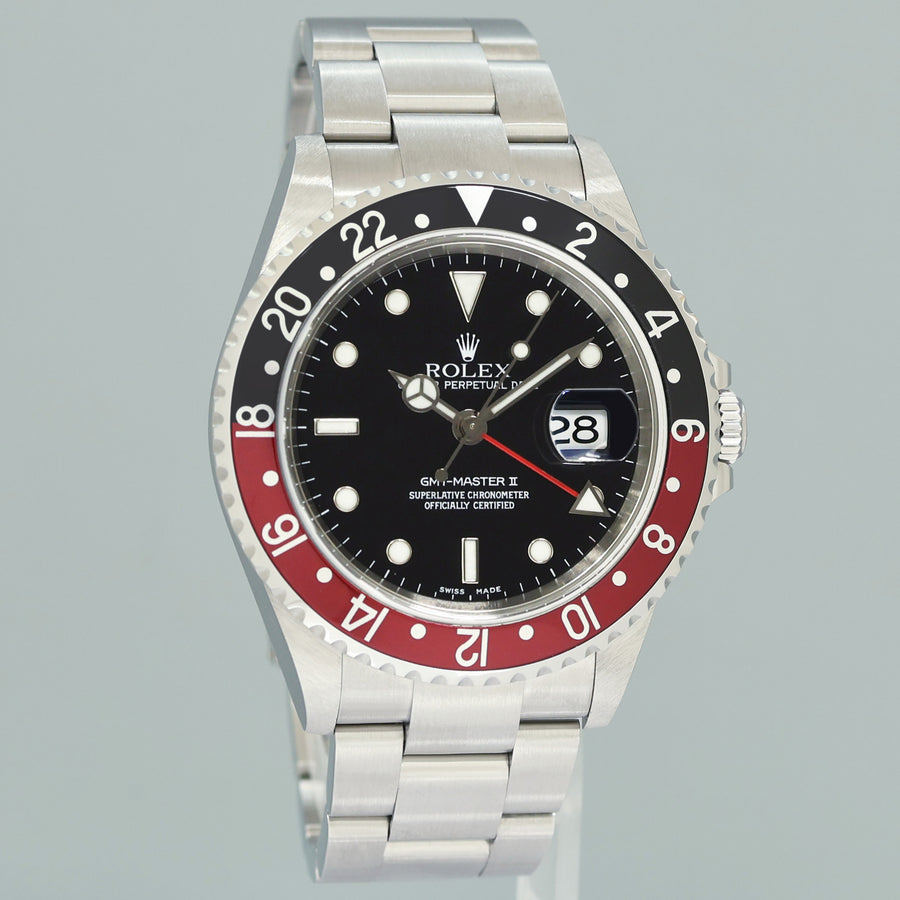 2006 MINT PAPERS Rolex GMT-Master II Coke Black Red Steel 16710 40mm Watch Box