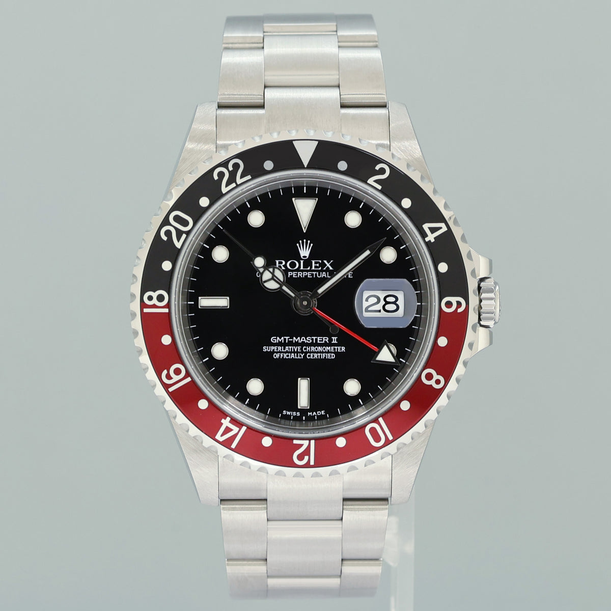 2005 MINT Rolex 16710 GMT-Master II Coke Red Black Steel 40mm Watch Box