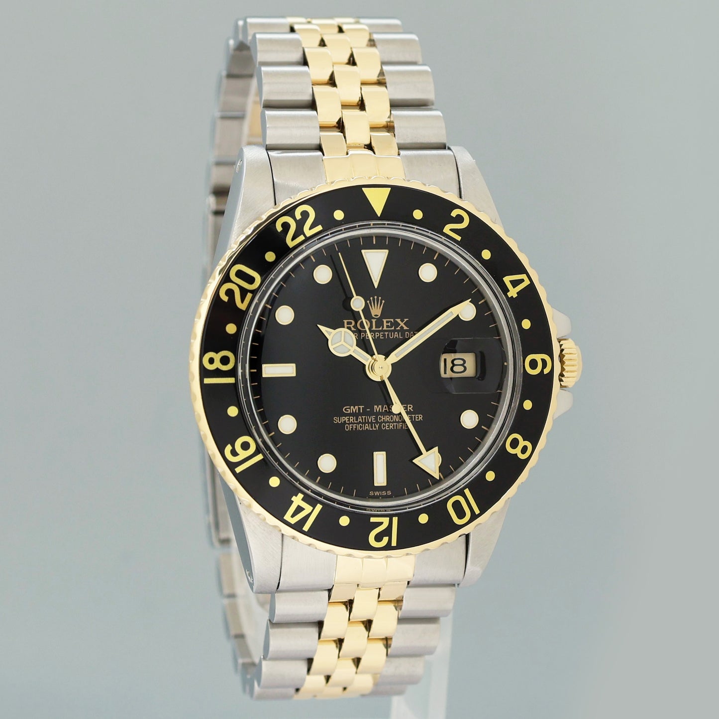 MINT Rolex GMT-Master 16753 Two-Tone Yellow Jubilee Black Dial 40mm Watch Box