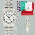 PAPERS Ladies Rolex 79174 DateJust 26mm White Roman Steel Jubilee Watch Box