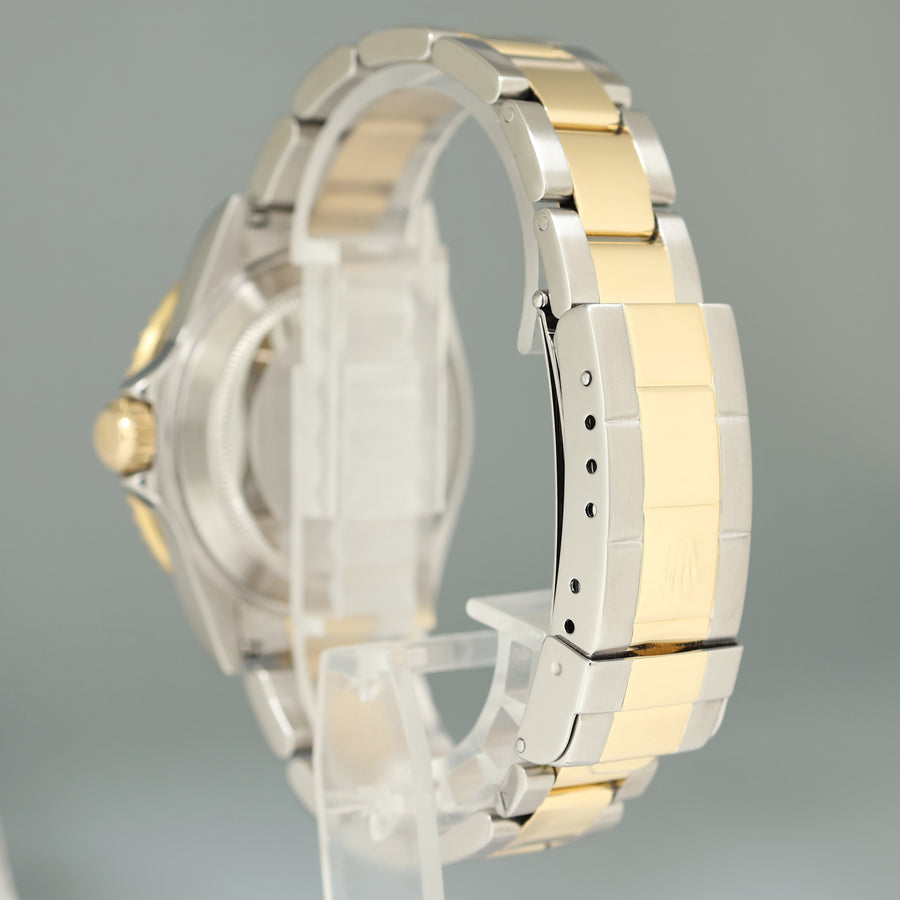 MINT Rolex Submariner 16613LB Two Tone Gold Silver Serti Diamond Watch
