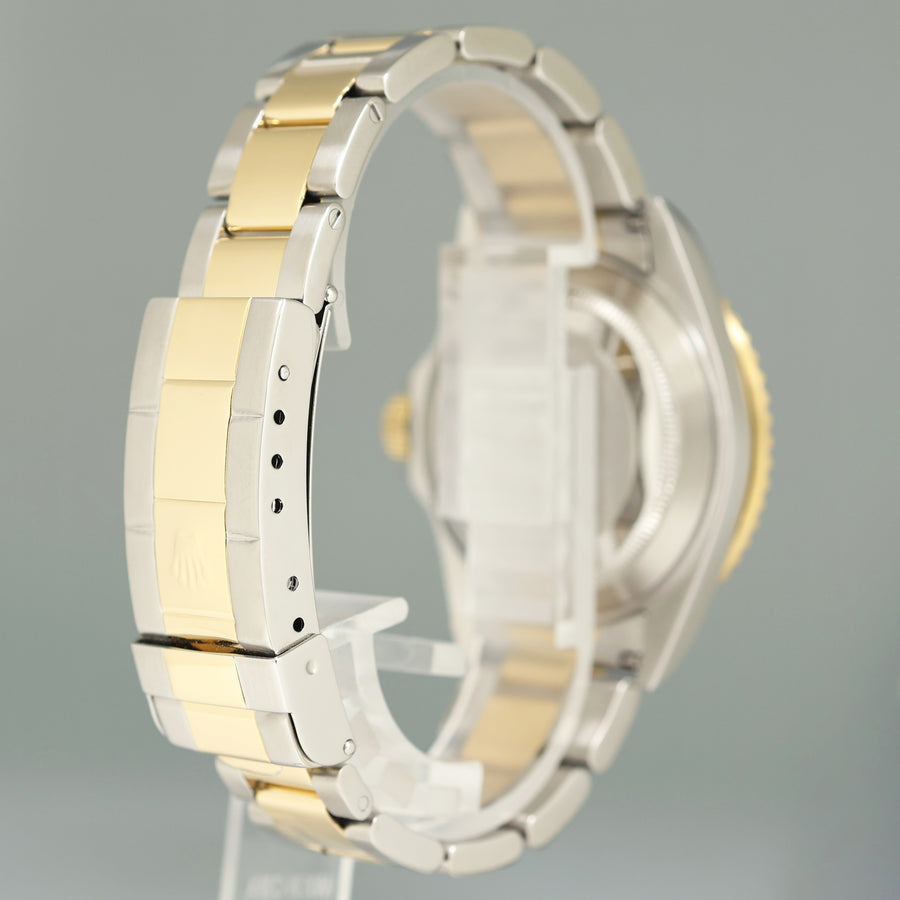MINT Rolex Submariner 16613LB Two Tone Gold Silver Serti Diamond Watch