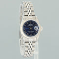 PAPERS Ladies Rolex 69174 DateJust 26mm Blue Roman Fluted Bezel Jubilee Watch