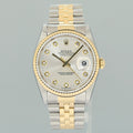 2004 MINT Rolex DateJust 16233 Two Tone Yellow Gold Jubilee Silver Diamond Watch Box