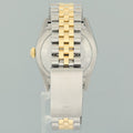 2004 MINT Rolex DateJust 16233 Two Tone Yellow Gold Jubilee Silver Diamond Watch Box