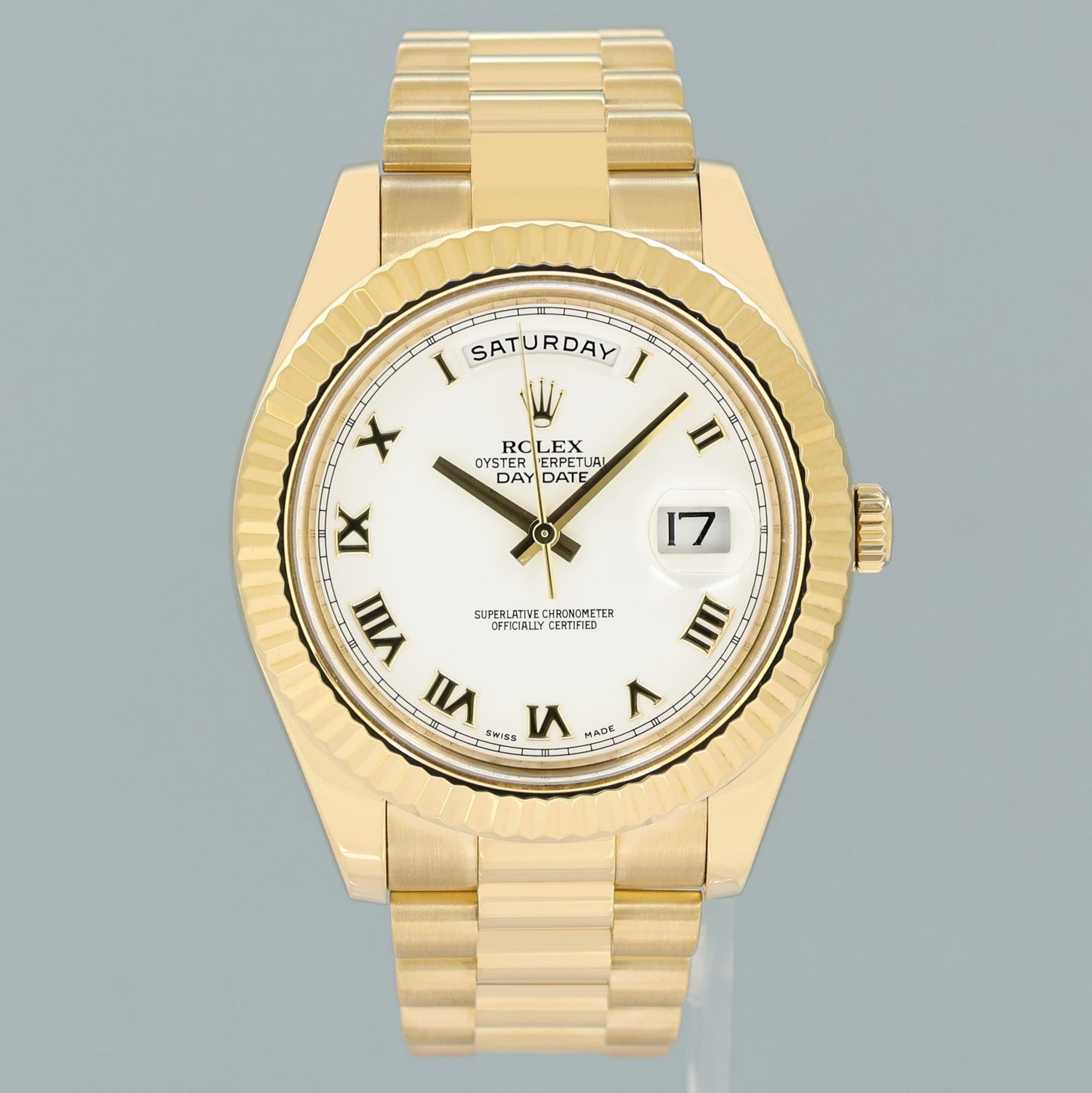 MINT PAPERS Rolex Day Date II President Yellow Gold White Roman 218238 Watch Box
