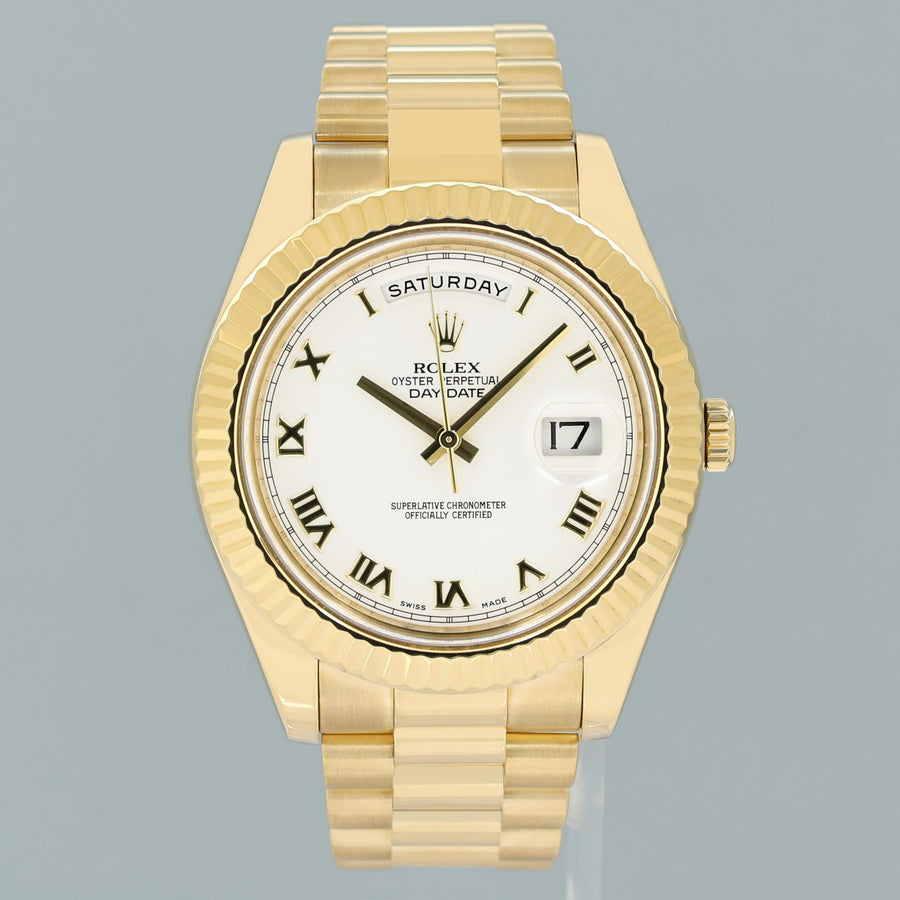 MINT PAPERS Rolex Day Date II President Yellow Gold White Roman 218238 Watch Box