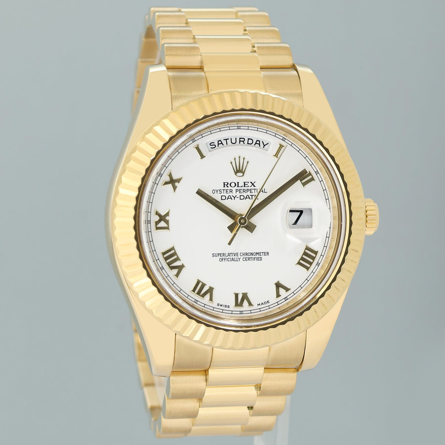 MINT PAPERS Rolex Day Date II President Yellow Gold White Roman 218238 Watch Box