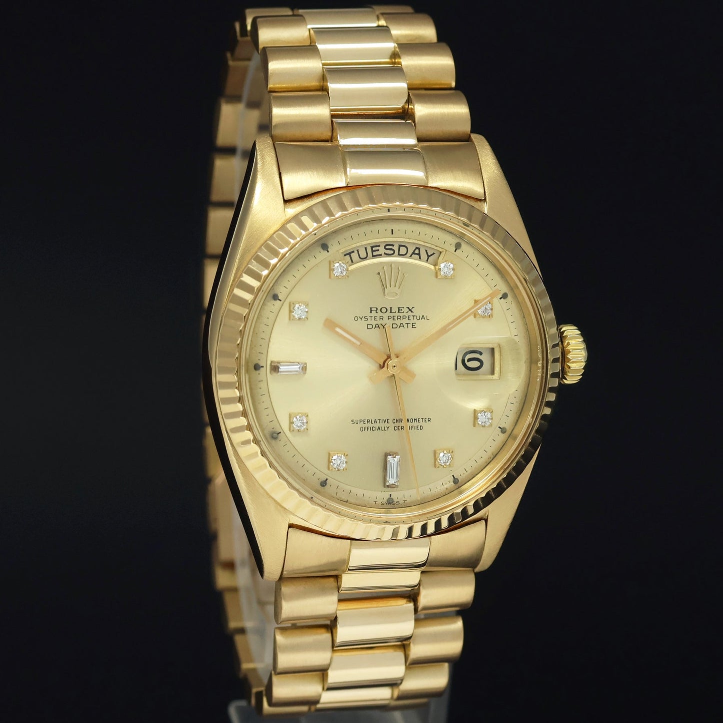 Rolex President Day Date 1803 Champagne Diamond Yellow Gold 36mm Watch Box