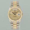 MINT Rolex President Day Date 18239 Champagne Diamond Quick Set Tridor Watch Box