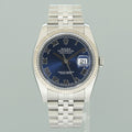2015 MINT Rolex 116234 DateJust Steel Blue Roman 36mm Jubilee Steel Watch Box