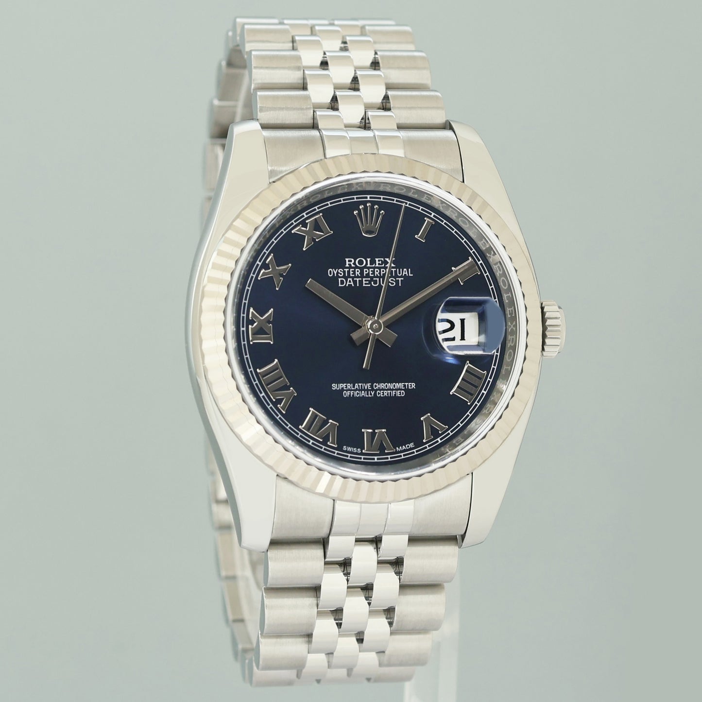 2015 MINT Rolex 116234 DateJust Steel Blue Roman 36mm Jubilee Steel Watch Box