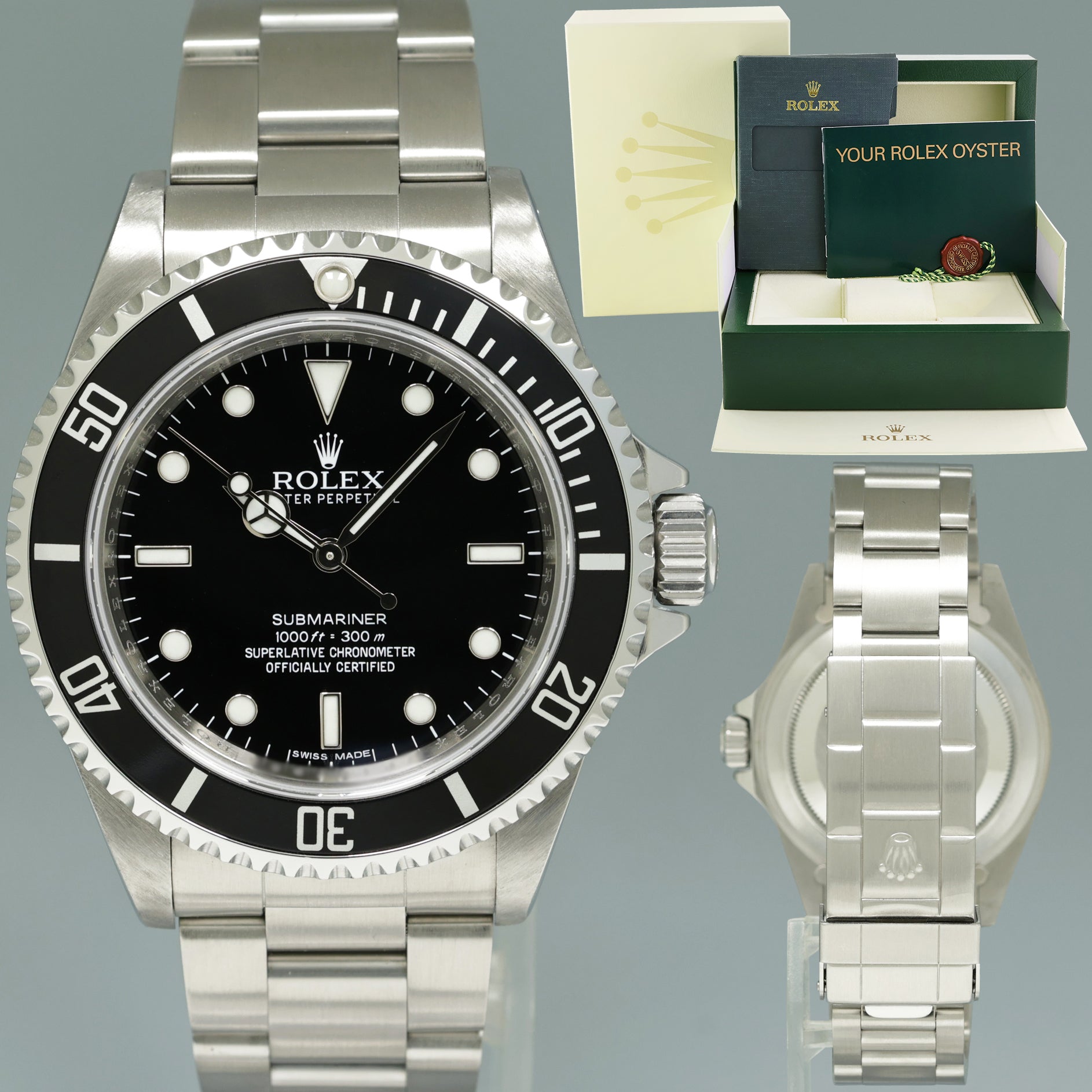 2012 ENGRAVED REHAUT Rolex Submariner No-Date 4 Line 14060M Steel Black Watch Box