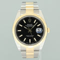 MINT Rolex 126333 DateJust Black Stick 41 Two Tone Yellow Gold 41mm Watch Box