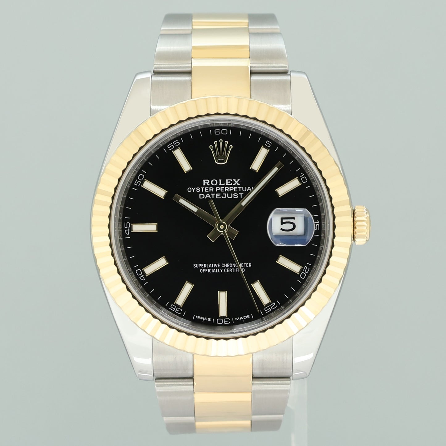 MINT Rolex 126333 DateJust Black Stick 41 Two Tone Yellow Gold 41mm Watch Box