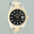 MINT Rolex 126333 DateJust Black Stick 41 Two Tone Yellow Gold 41mm Watch Box