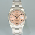 2009 MINT Rolex Date 34mm Pink Diamond 115234 Steel Oyster Band Watch Box