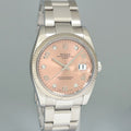 2009 MINT Rolex Date 34mm Pink Diamond 115234 Steel Oyster Band Watch Box