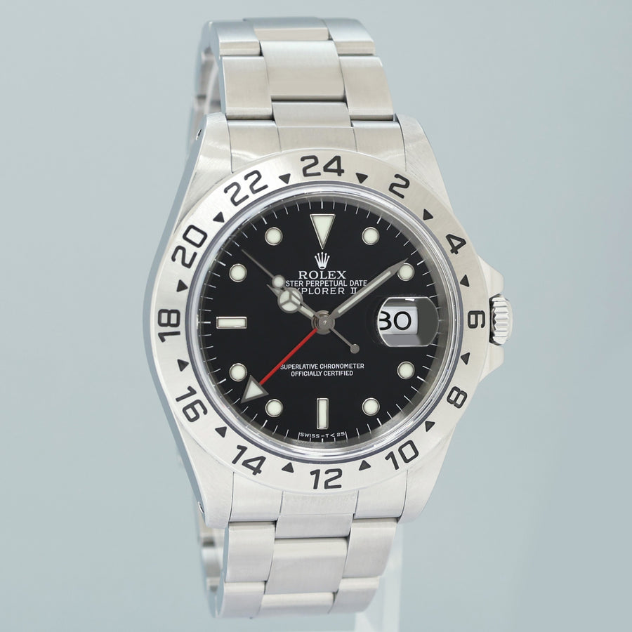 MINT 1998 PAPERS Rolex Explorer II 16570 Black Date GMT 40mm Watch Box