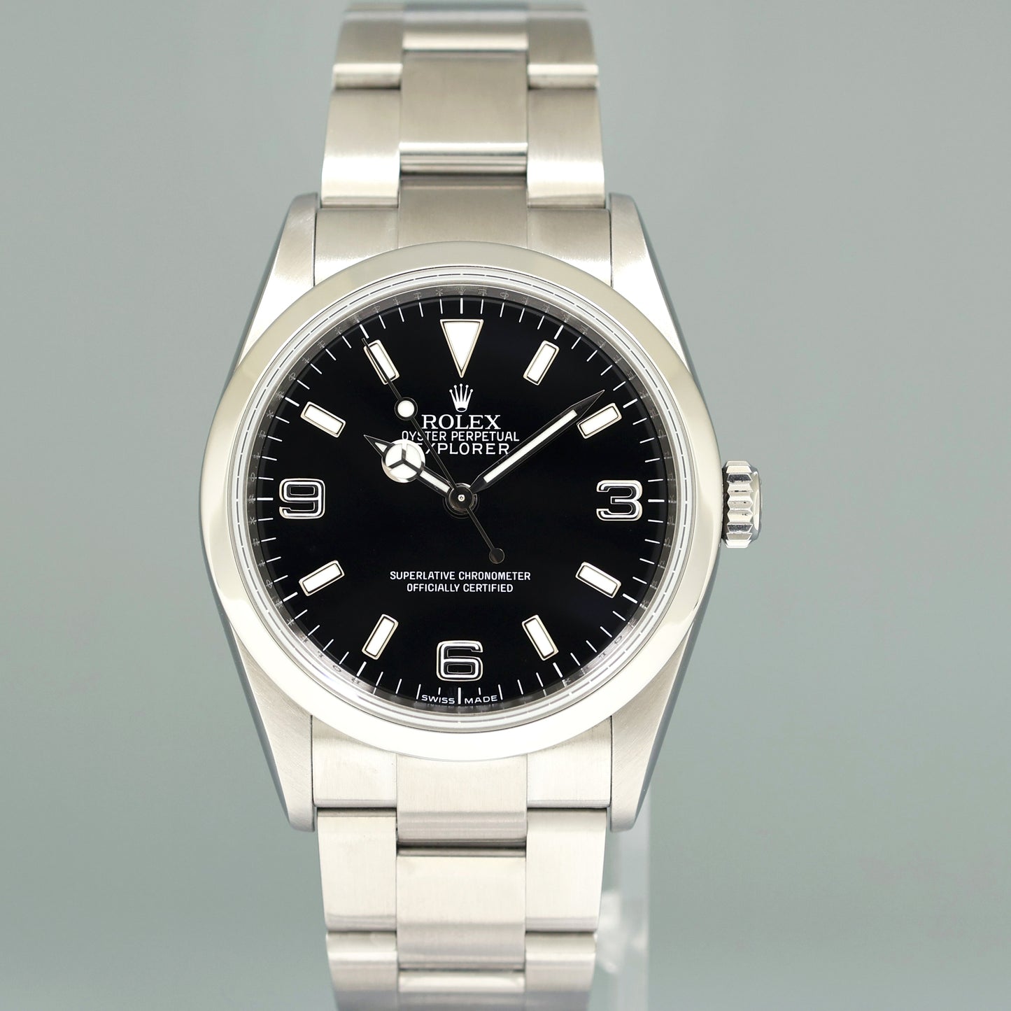 2008 MINT Engraved Rehaut Rolex 114270 Explorer Black Arabic Steel 36mm Oyster Watch Box
