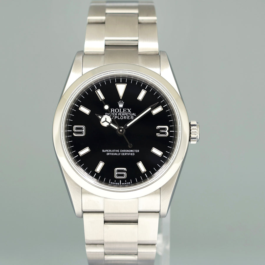2008 MINT Engraved Rehaut Rolex 114270 Explorer Black Arabic Steel 36mm Oyster Watch Box