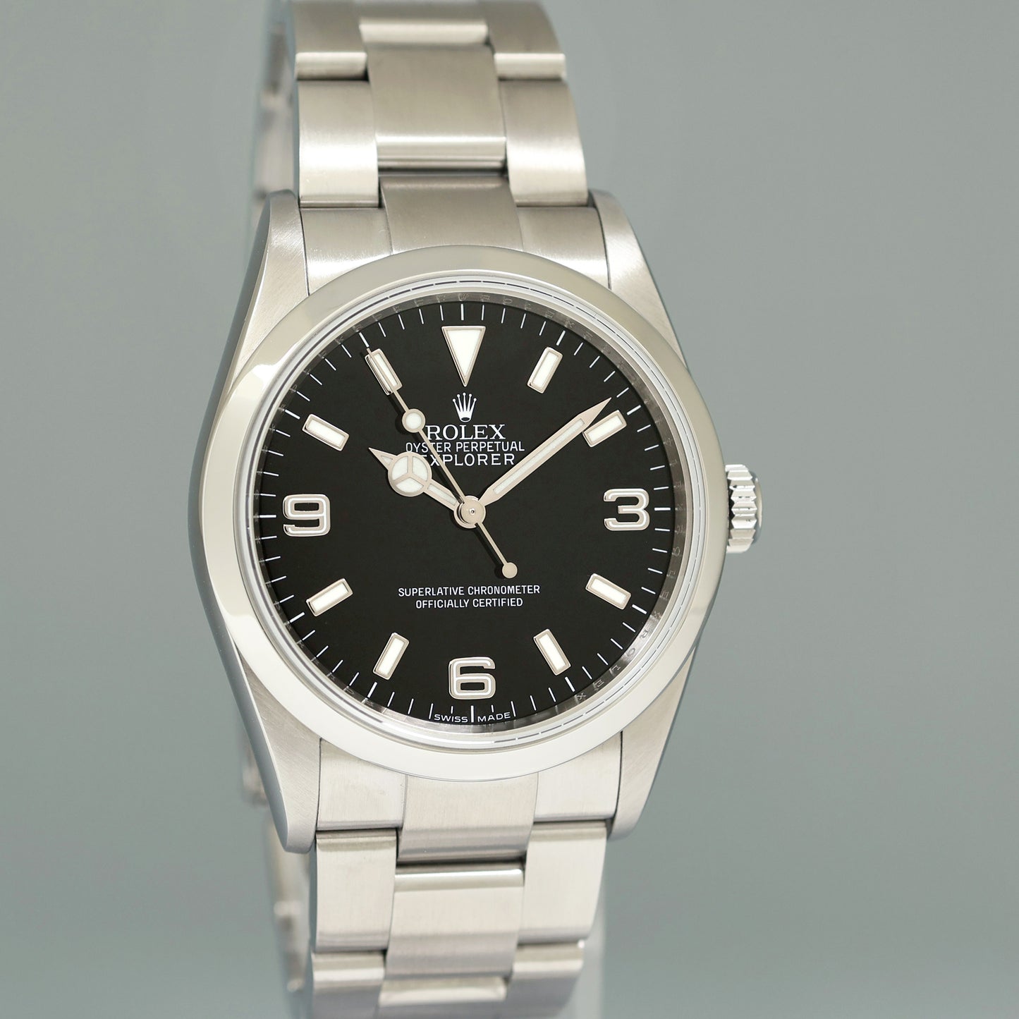 2008 MINT Engraved Rehaut Rolex 114270 Explorer Black Arabic Steel 36mm Oyster Watch Box