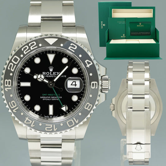 NOV 2024 NEW PAPERS Rolex GMT Master II Bruce Wayne Oyster 126710GRNR Watch Box