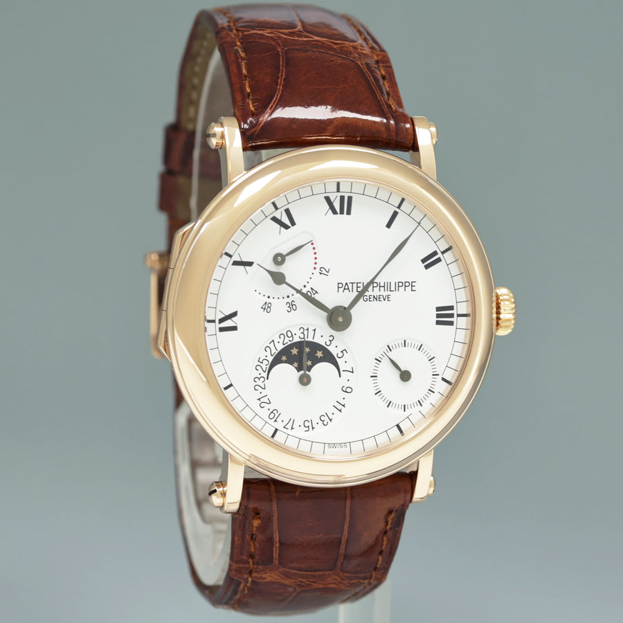 PAPERS 2026 Service Patek Philippe 5054R Rose Gold 36mm Moon Phase Leather Watch