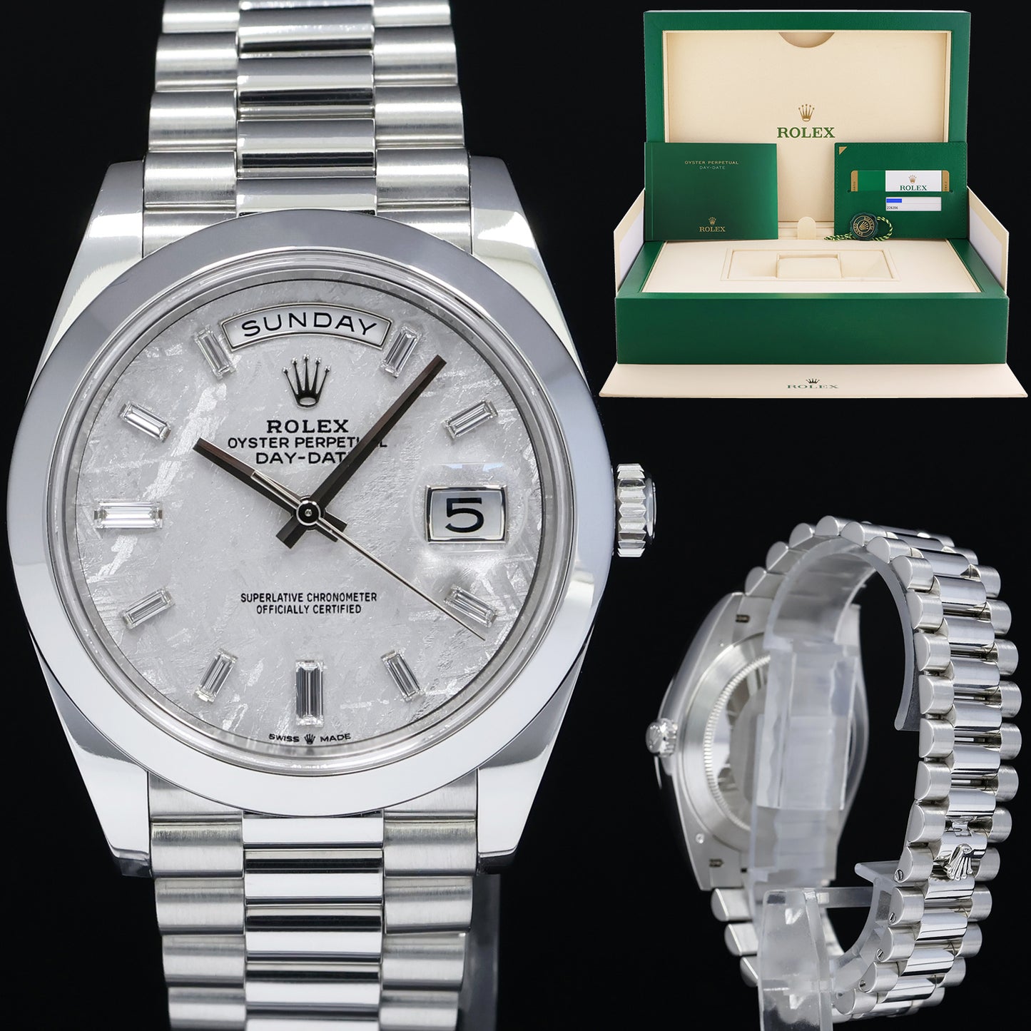 MINT PAPERS Rolex Platinum President Day Date Meteorite Diamond 228206 Watch Box