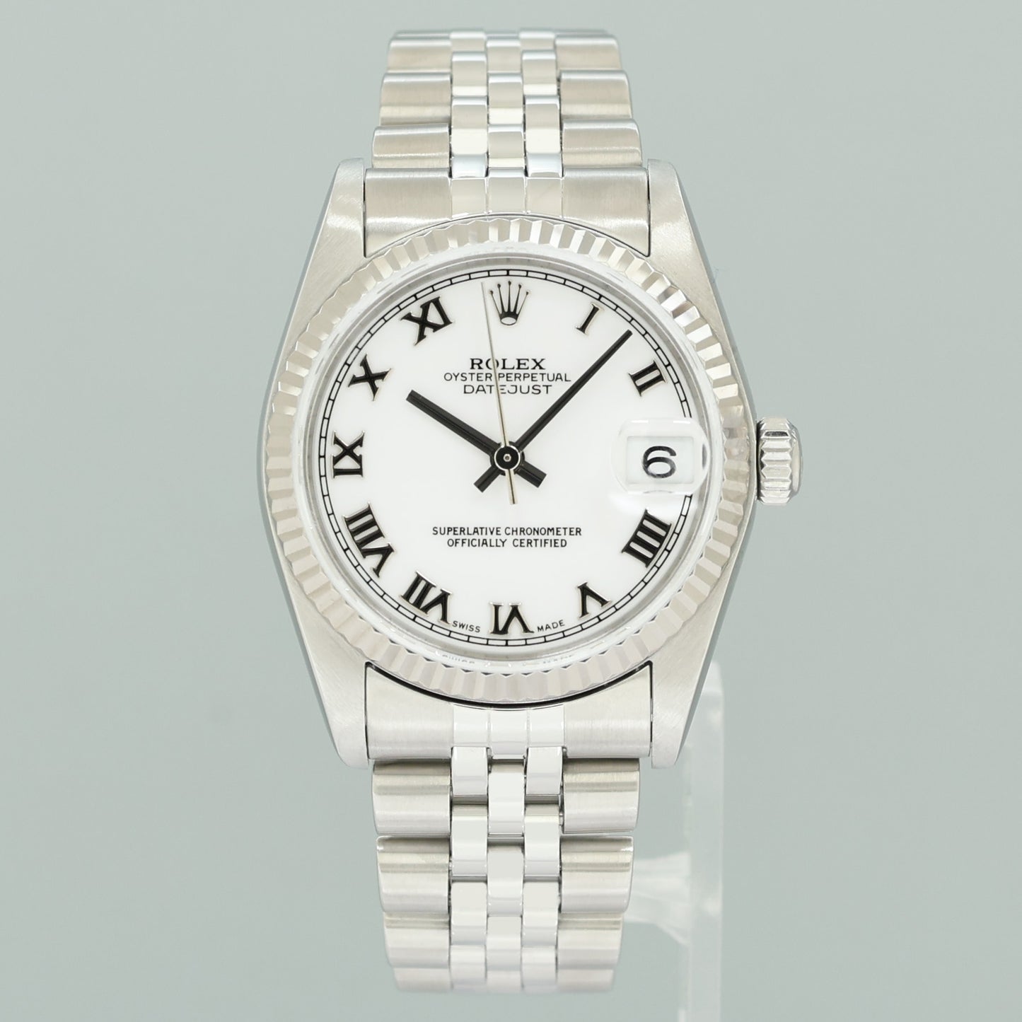MINT Ladies Rolex Midsize 31mm Datejust Jubilee White Roman Steel 78274 Watch Box