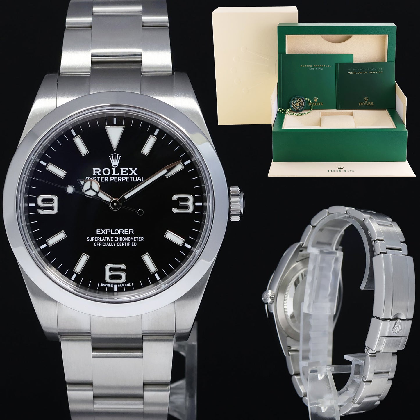 2016 MINT Rolex 214270 Explorer Black BLUE LUME 3-6-9 Steel 39mm Watch Box