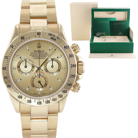 MINT Rolex Daytona 116528 Champagne Chronograph Yellow Gold Watch Box