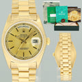 MINT Rolex 18038 President Day Date Yellow Gold Champagne Quickset Watch