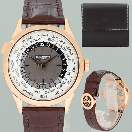 MINT Patek Philippe 5230r Rose Gold World Time Leather Band Watch Box