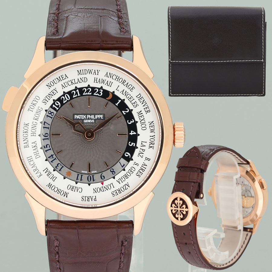 MINT Patek Philippe 5230r 39mm Rose Gold World Time Leather Band Watch Box