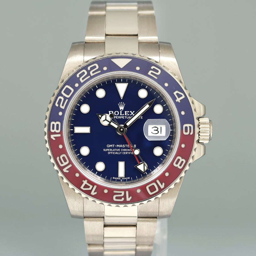 MINT PAPERS Rolex GMT-Master II Pepsi White Gold Blue Dial 116719BLRO Watch Box