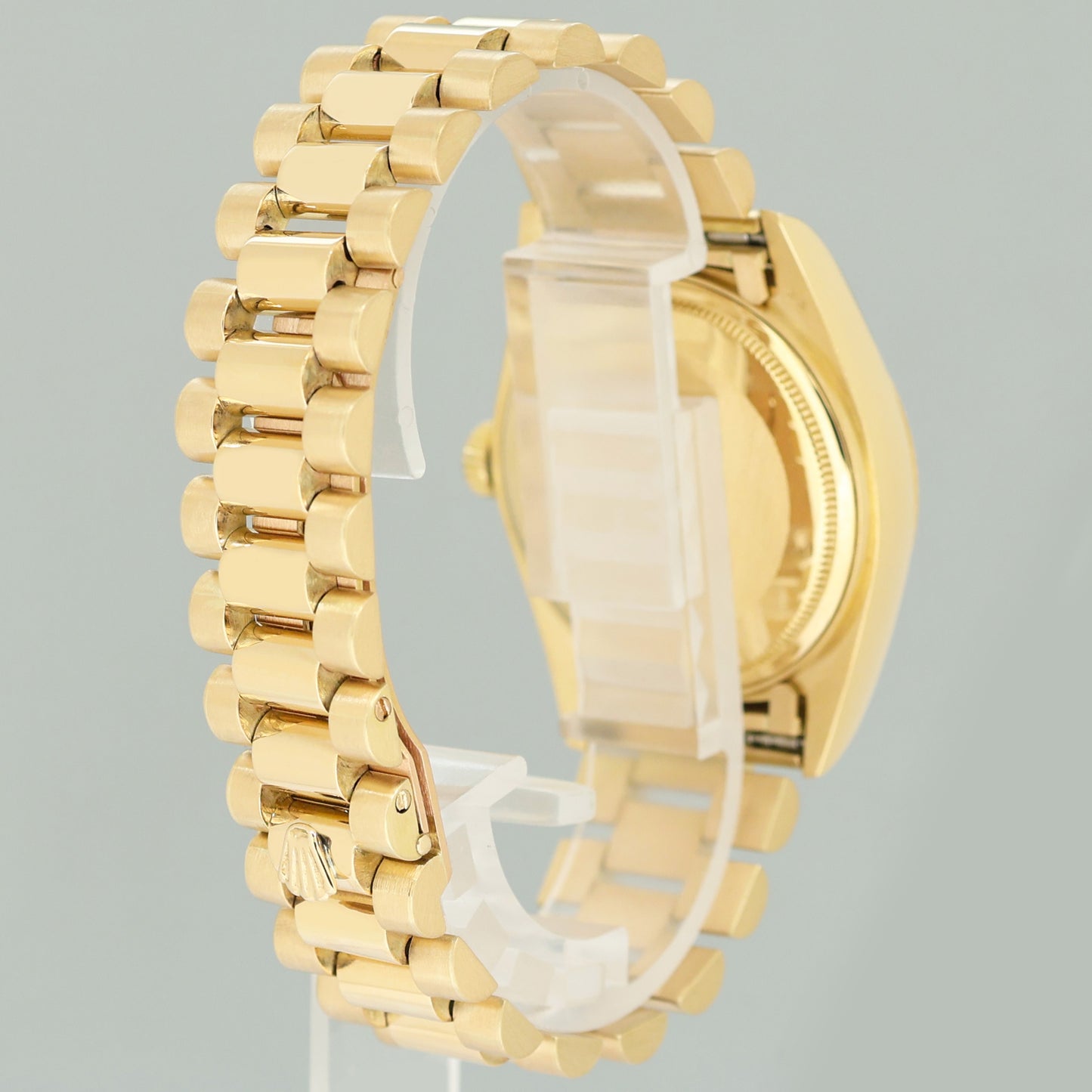 Rolex President Day Date 18038 Yellow Gold Silver Stick Quickset Watch