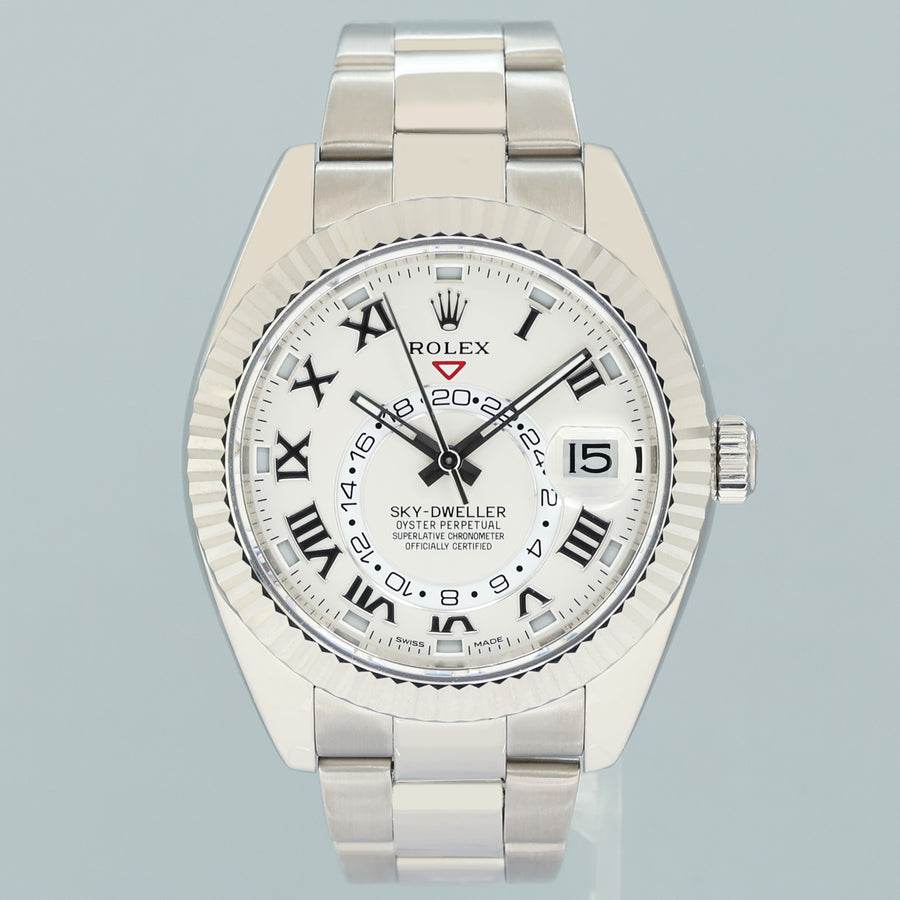 2015 MINT Rolex Sky-Dweller White Gold Bracelet 42mm White Dial 326939 Watch Box