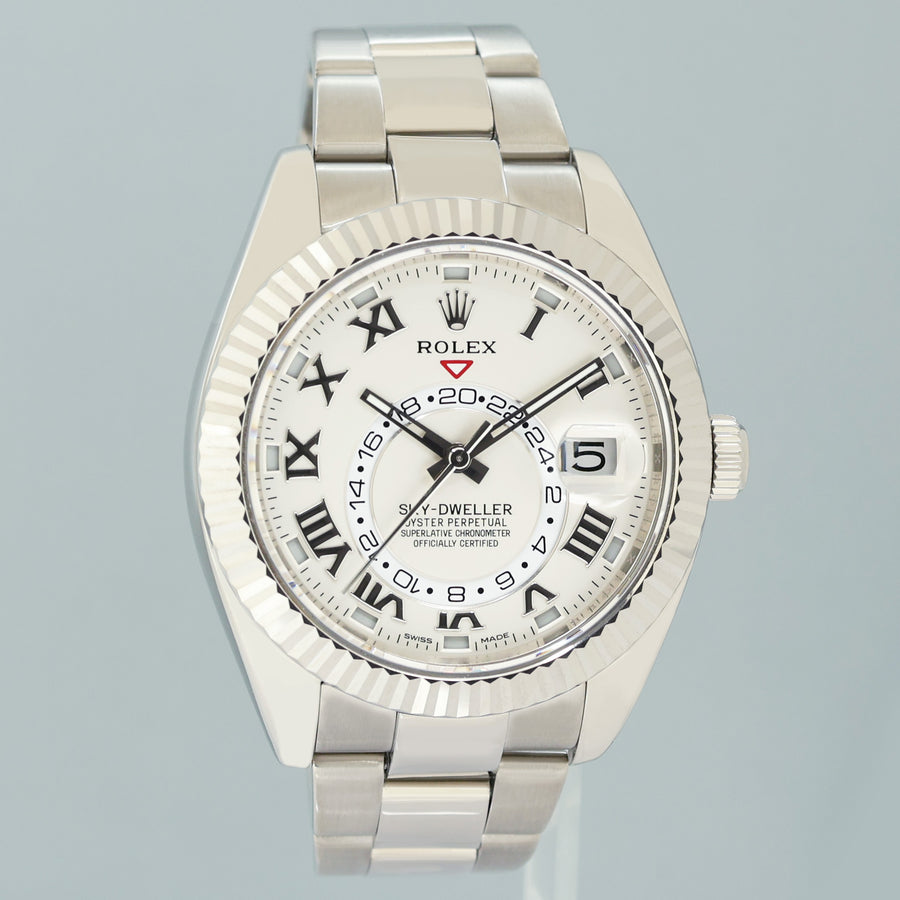 2015 MINT Rolex Sky-Dweller White Gold Bracelet 42mm White Dial 326939 Watch Box