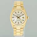 Rolex DateJust 36mm 1601 Yellow Gold President Silver Pie Pan Stick Watch Box