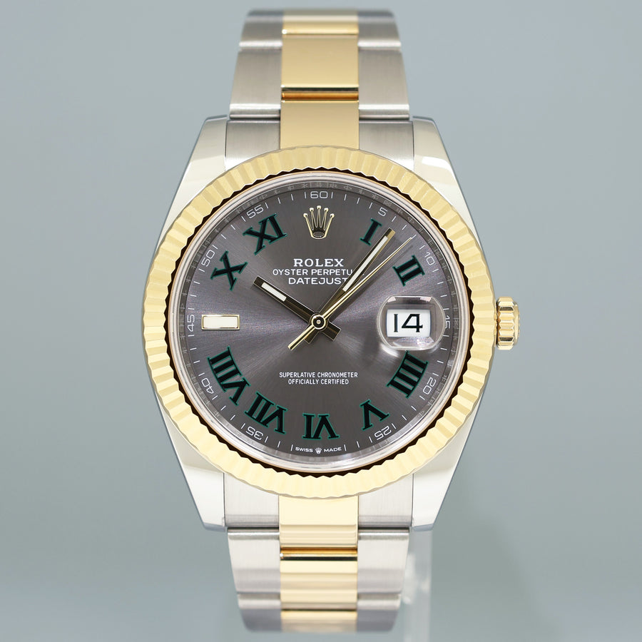 2022 NEW PAPERS 126333 Rolex DateJust 41 Two Tone Yellow Gold Wimbledon Watch Box