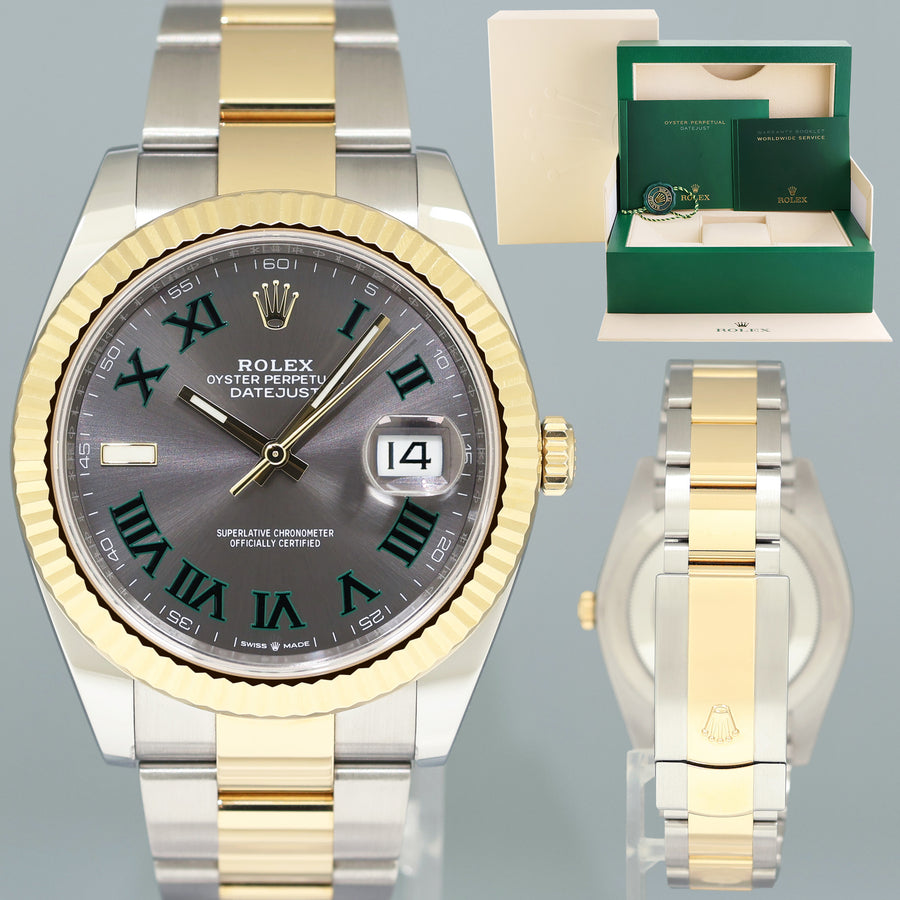 2022 NEW PAPERS 126333 Rolex DateJust 41 Two Tone Yellow Gold Wimbledon Watch Box