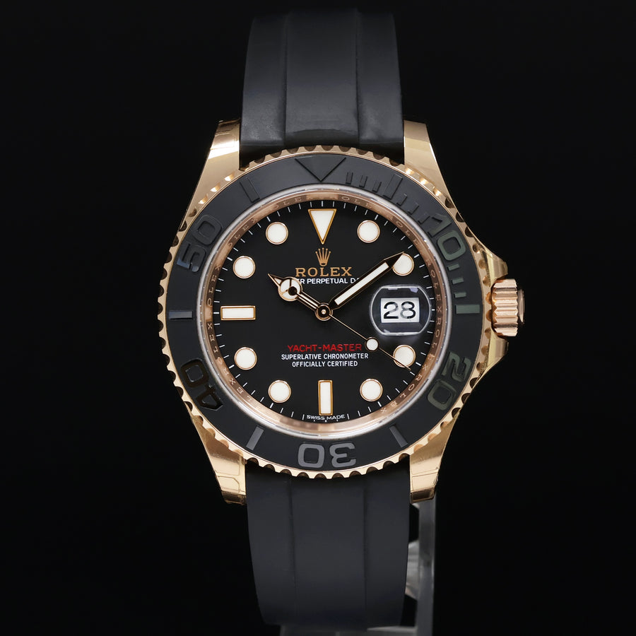 2024 RSC PAPERS MINT Rolex Yacht-Master 116655 Rose Gold 40mm Black Oysterflex Watch Box