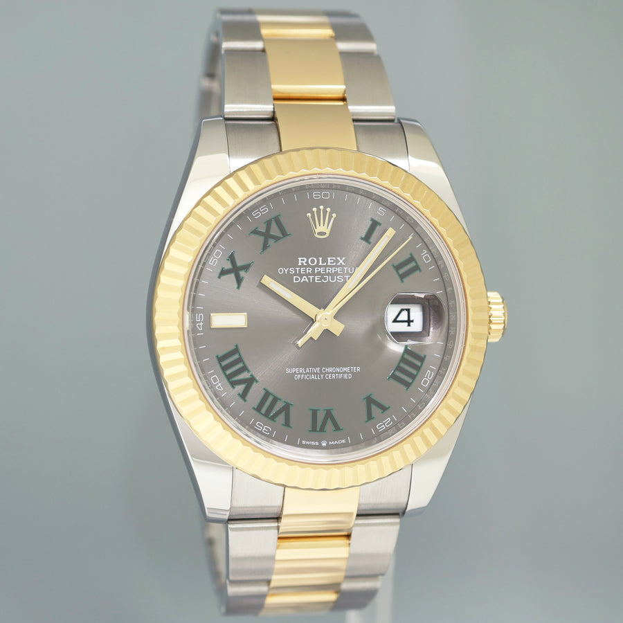 2022 NEW PAPERS 126333 Rolex DateJust 41 Two Tone Yellow Gold Wimbledon Watch Box