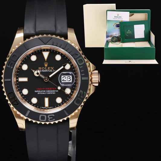 2024 RSC PAPERS MINT Rolex Yacht-Master 116655 Rose Gold 40mm Black Oysterflex Watch Box
