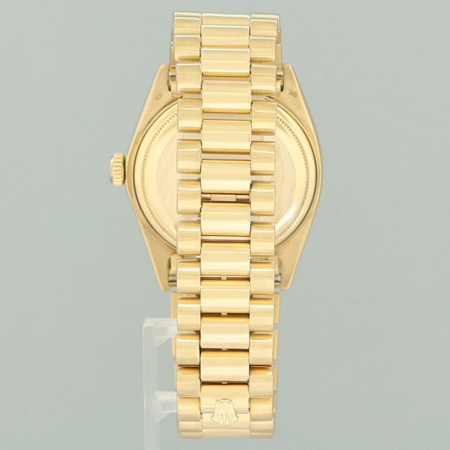 Rolex DateJust 36mm 1601 Yellow Gold President Silver Pie Pan Stick Watch Box