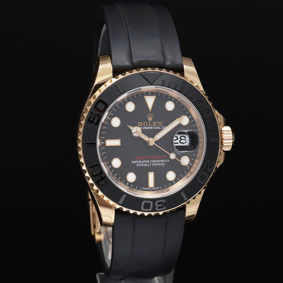 2024 RSC PAPERS MINT Rolex Yacht-Master 116655 Rose Gold 40mm Black Oysterflex Watch Box