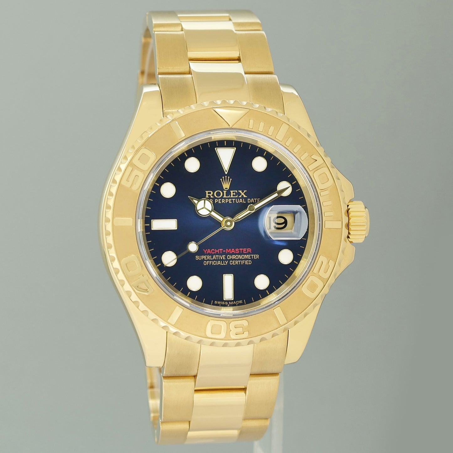 2002 MINT Rolex Yacht-Master Yellow Gold 16628 40mm Blue Watch Box