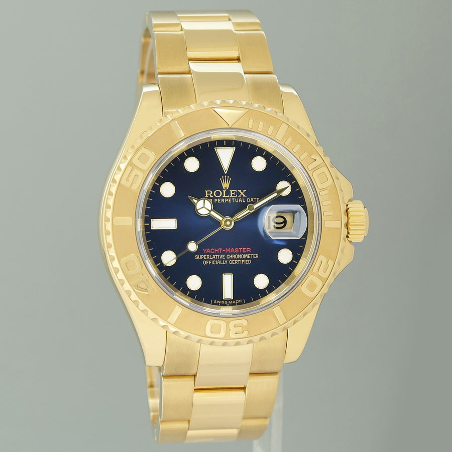 2002 MINT Rolex Yacht-Master Yellow Gold 16628 40mm Blue Watch Box